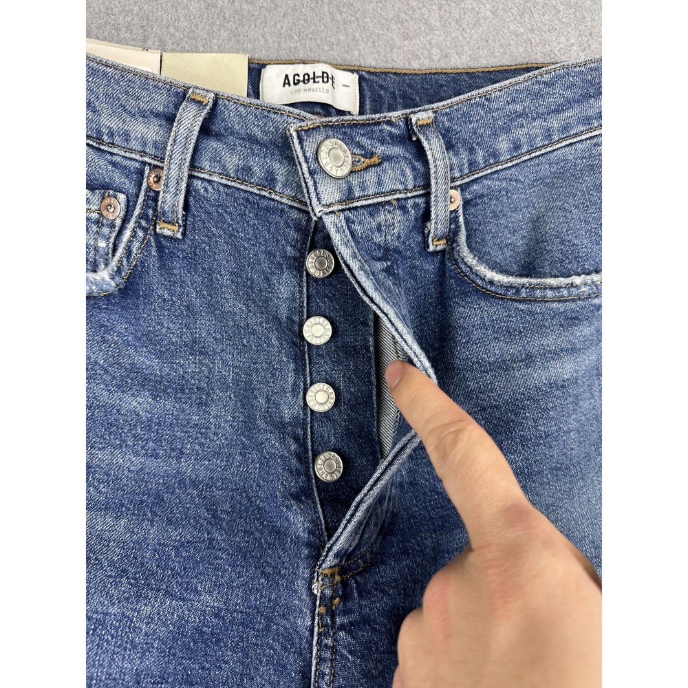 AGOLDE Nico Jeans Womens 24 Blue Medium Wash High Rise Skinny Button Fly NWT - Picture 6 of 13